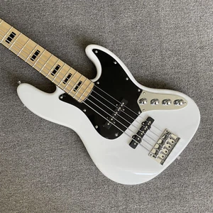Bajo eléctrico jazz blanco de 5 cuerdas diapasón de arce y cuerpo de tilo con cuello - Imagen 1 de 9