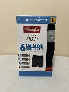 Wrangler Soft Stretch Men's Boxer Briefs 6-pack Size Large Moisture Wicking - Picture 1 of 5