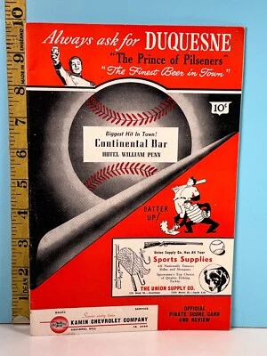 22 Apr 1948 Pittsburgh Pirates Baseball Program vs Cubs Scored HIGH GRADE!🔥 - Image 1 of 4