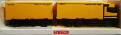 WIKING 5730609 Camion 3 assi con rimorchio 2 assi MB Actros "DEUTSCHE POST" - H0 - Immagine 1 di 4