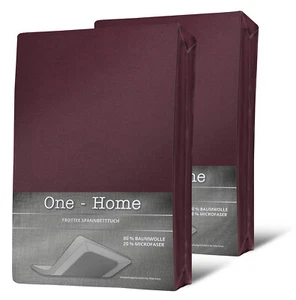2er Pack Spannbettlaken FROTTEE 180x200 cm - 200x200 cm bordeaux Spannbetttuch - Bild 1 von 5