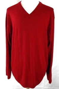 Hart Schaffner Marx Sweater Extra Fine Merino Wool Men 2XT RED V Neck LongSleeve - Picture 1 of 10