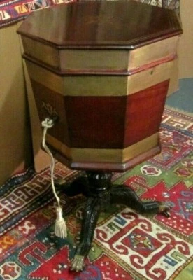 ANTIQUE  AMERICAN NEW YORK CLASSICAL CELLARETTE HIGHLY CARVED_CIRCA 1830 RARE    - Изображение 1 из 4