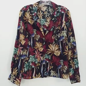 Blusa Zara Básica Cuello en V Tropical Manga Larga Otoño Colores Loro Talla L - Imagen 1 de 7