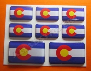 8 x 3D Stickers Resin Domed Flag Colorado - USA Adhesive Decal Vinyl - Picture 1 of 1