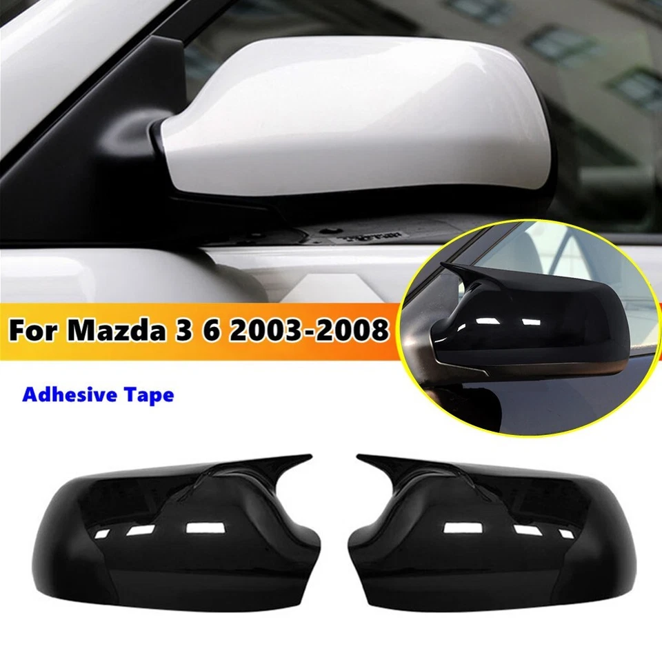 Tapa de cubierta de espejo retrovisor lateral bocina OX negra brillante para Mazda 3 Mazda 6 2003-2008 Foto 1 de 4