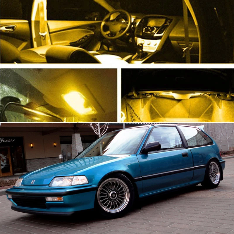 For 88-91 Honda Civic YELLOW Xenon LED Interior Bulb Full Package Kit - Image 1 of 1