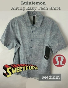Camicia tecnica Lululemon Airing Easy manica corta con bottoni stampa uomo media nuova con etichetta - Foto 1 di 4