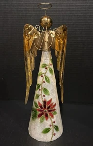 De Colección Pier 1 Ángel Árbol de Navidad Topper Capiz Shell Floral Dorado Brillo 13" *LEER - Imagen 1 de 11