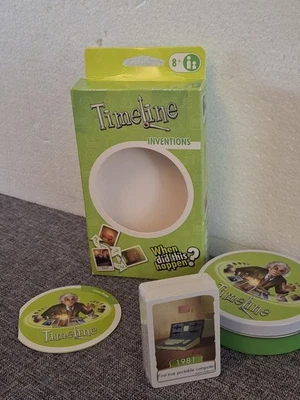 Timeline Inventions Card Game Unplayed Sealed Cards In Round Tin Excellent  - Image 1 of 4