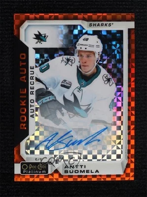 2018 O-Pee-Chee Platinum Rookie Autos Orange Checkers /15 Antti Suomela Auto RC - Image 1 of 2