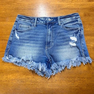 Willow Root Vintage Dad Jean Denim Shorts Distressed Frayed Hem Size 26 - Picture 1 of 13