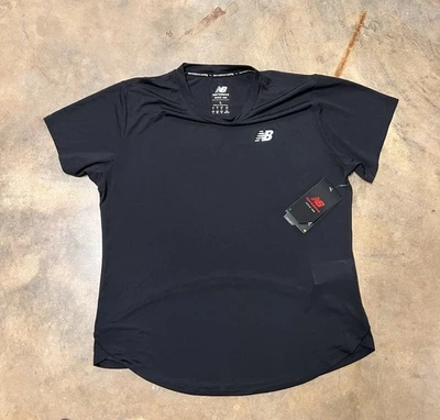 Nuevo con etiquetas New Balance Mujer Seco Humedad Mecha Gimnasio Correr Top Negro Talla L Foto 1 de 4
