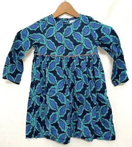 230815 Girls 5 ans 110 cm DPAM Blue Floral L/S Woven Dress EUC - Picture 1 of 3