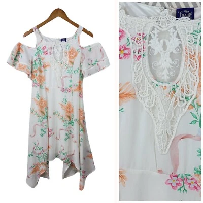 Disney Beauty and the Beast Floral Lace Cold Shoulder Dress Size Medium Chiffon  - Image 1 of 4