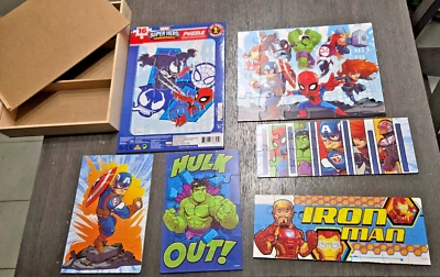My First Marvel Superhero 6 Puzzle Lot Nice Wooden Box Container to store all in - Image 1 of 4