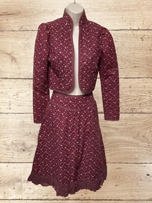 Jessica’s Gunnies Gunne Sax Skirt Set Prairie Quilted Cottage Boho Peasant Wine - Image 1 of 4