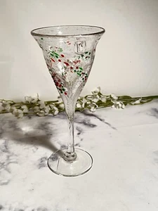 Amici Hand Made Glass Italy Christmas Goblet - New 8.5" - Picture 1 of 5