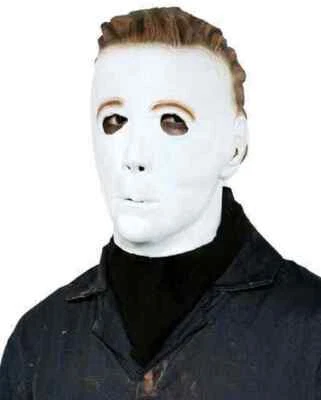 Michael Myers Mask Halloween White Face Fancy Dress Up Adult Costume Accessory - Image 1 of 2
