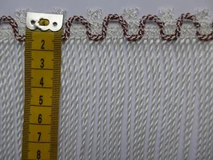 Fransenborte Gardinen Spitze weiß braun 18cm hoch Meterware - Bild 1 von 4