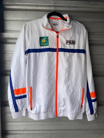 Fila BNP Paribas Open Tennis Jacket Size Adult XS White Full Zip Long Sleeve Cover
