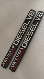 Pair Set 1999-2004 POWER STROKE DIESEL V8 Decal Emblem Plastic Badge - Picture 1 of 8