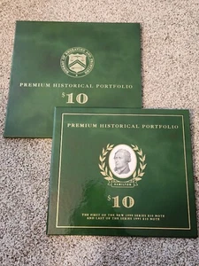 USA 1995 & 1999 $10 PREMIUM HISTORICAL PORTFOLIO NOTES IN BEP FOLDER #E 1948 - Picture 1 of 3