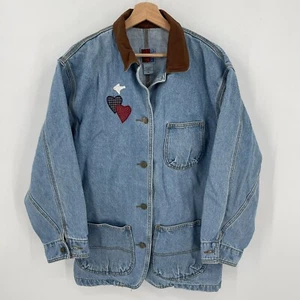 SunBelt Denim Vintage Noah's Ark Jean Jacket Size Medium M Animals Appliqué - Picture 1 of 6