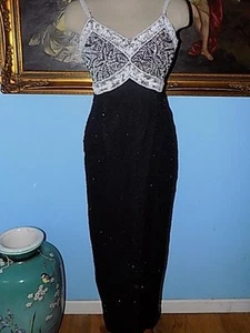 Brilliante by J.A. Black White Beaded Silk Gown-S - Picture 1 of 3
