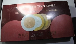 1999-2001 PROOF THE PAST THE PRESENT AND THE FUTURE IN 3 COIN CASE WITH BOXES - Foto 1 di 14