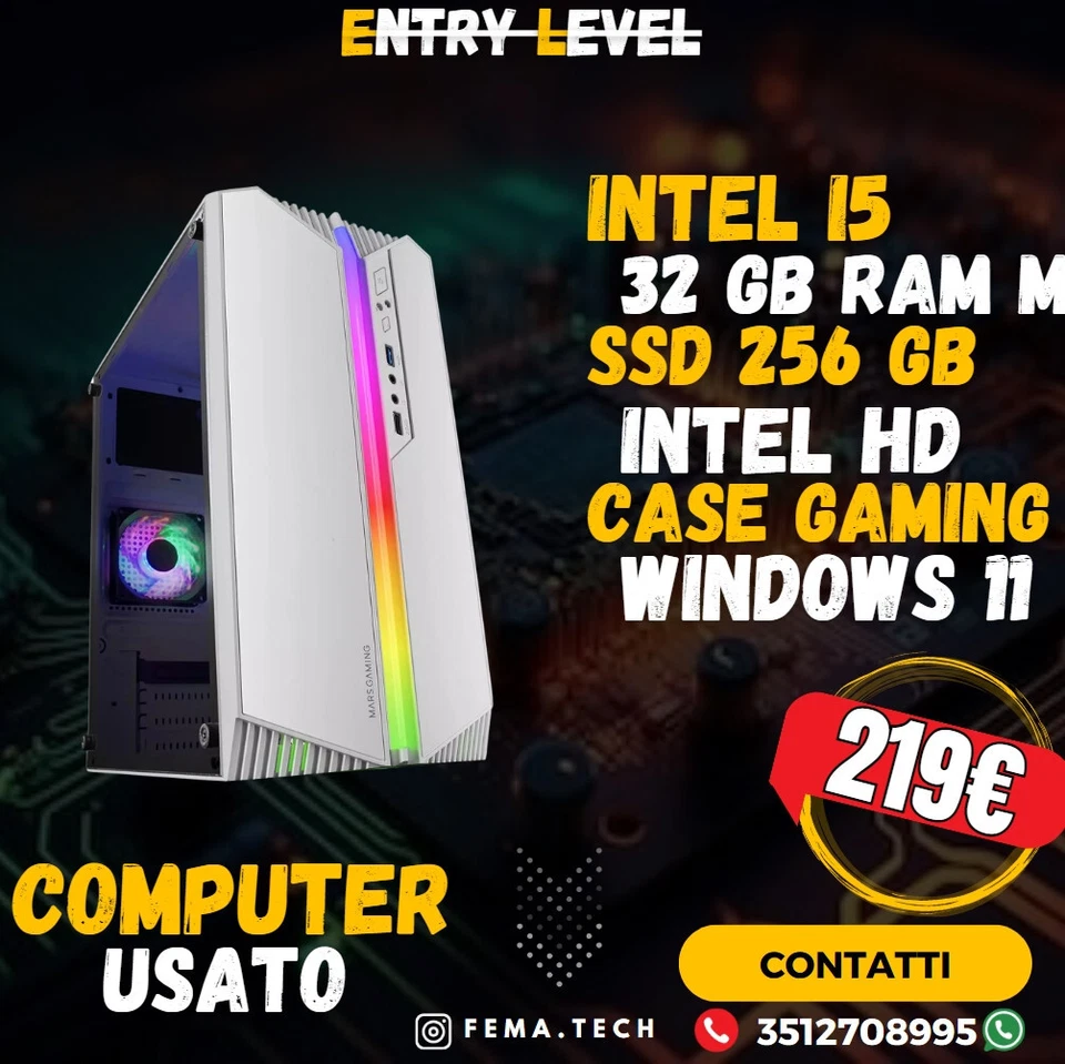 ✅Pc   Computer  GAMING ✅  i5 SSD 256GB -WIN11   PRO +    16GB RAM - Immagine 1 di 1