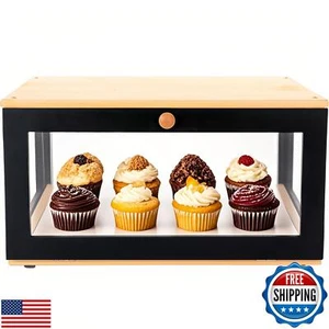 ETMI Black Bread Box for Kitchen Countertop - Bread Storage Acrylic Pastry Di - Picture 1 of 5