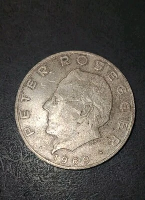 1969 Austria 25 Schilling Silver Coin Peter Rosegger ~ Silver World Coin - Image 1 of 2