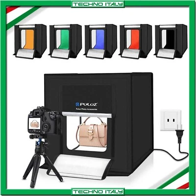 ✅ STUDIO SET FOTOGRAFICO PORTATILE PROFESIONALE 40CM LUCI LED LIGHT 6 SFONDI ✅ - Immagine 1 di 4