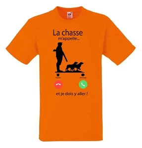 T-shirt ENFANT FILLE LA CHASSE M'APPELLE ORANGE 1 - Picture 1 of 2