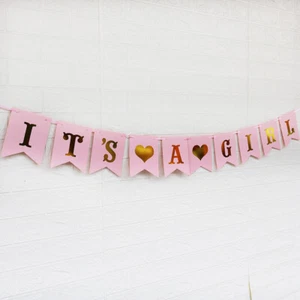 Baby Shower Its A Boy Girl Banner Pink Party Bunting Hanging Garland Decoration - Picture 1 of 14