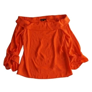 Banana Republic Womens Small Blouse Off the Shoulder Ruffle Orange Top - Picture 1 of 3