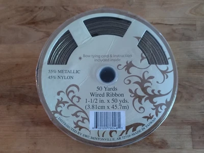 Gold Wired Ribbon 50 yards x 1.5 inches Bow Tying Cord Victorian-Gold - Image 1 of 4