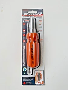 PICQUIC SIXPAC Plus Screwdriver Multi Bit with 7 Hex Powerbits  "Bright Orange" - Picture 1 of 2