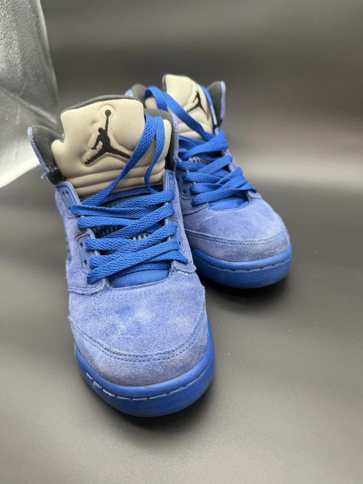 Nike Air Jordan Retro 5 V Azul Real Gamuza Negro/Gris GS 440888-401 Talla 5Y Foto 1 de 4