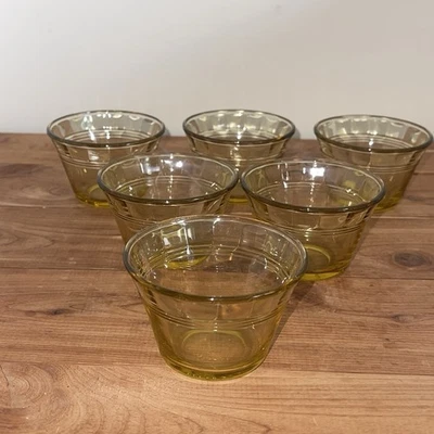 Vintage Lot Of 6 Made in Mexico 2 1/2" Tall Yellow Glass Dessert Bowls Cups - Image 1 of 4