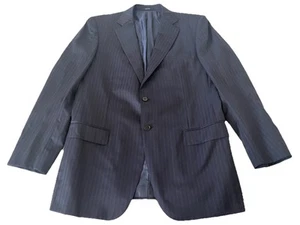 Ermenegildo Zegna Wool Navy Blue Striped Wool Suit Blazer Jacket 54R Italy Made - Picture 1 of 10