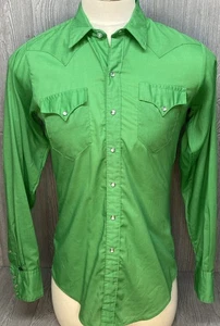 Vintage Men’s Rockmount Ranch Wear Shirt Green Pearl Snap Western Rodeo Large - Picture 1 of 8