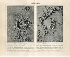 1894 MOON PLANET LUNAR COPERNICUS & ARCHIMEDES CRATERS Antique Lithograph Print - Picture 1 of 1