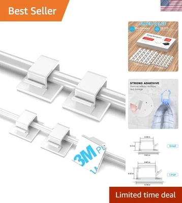 Duraderos 100 PIEZAS Clips de Cable Blanco con Adhesivo Fuerte para Cableado de Hogar y Oficina Foto 1 de 4