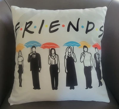 * Редкая находка * друзья ТВ-шоу подушка (только чехол) цветные зонтики 17 x 17  - Изображение 1 из 4