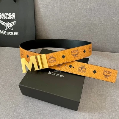 Cinturón reversible MCM para hombre de cuero coñac Claus personalizable marrón Foto 1 de 4