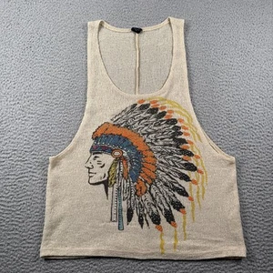 Womens Tank Top Size M Tribal Native American Lightweight Open Knit Beach Boho - Picture 1 of 9