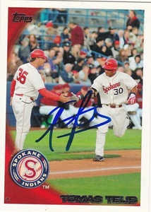 TOMAS TELIS SPOKANE INDIANS TEXAS RANGERS SIGNED PRO DEBUT CARD MIAMI MARLINS - Picture 1 of 1