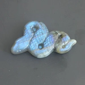 Carved gemstone crystal labradorite snake figurine animal statue home decor 2'' - Picture 1 of 7